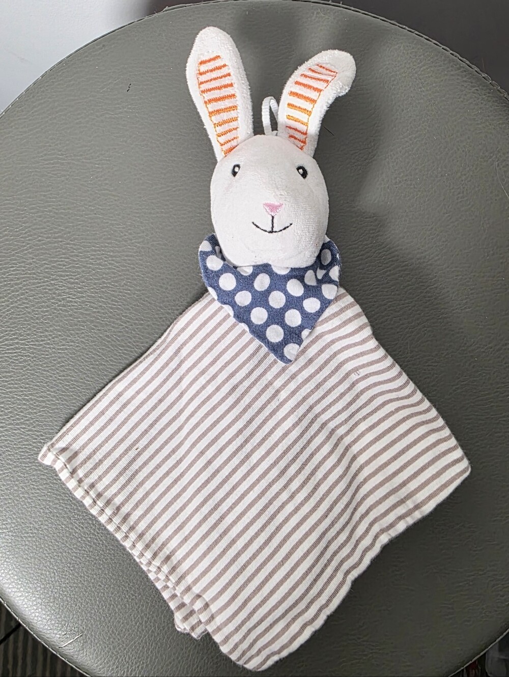 IKEA LEKA Bunny Security Blanket Lovey Plush Brown Stripe Baby Comfort Toy